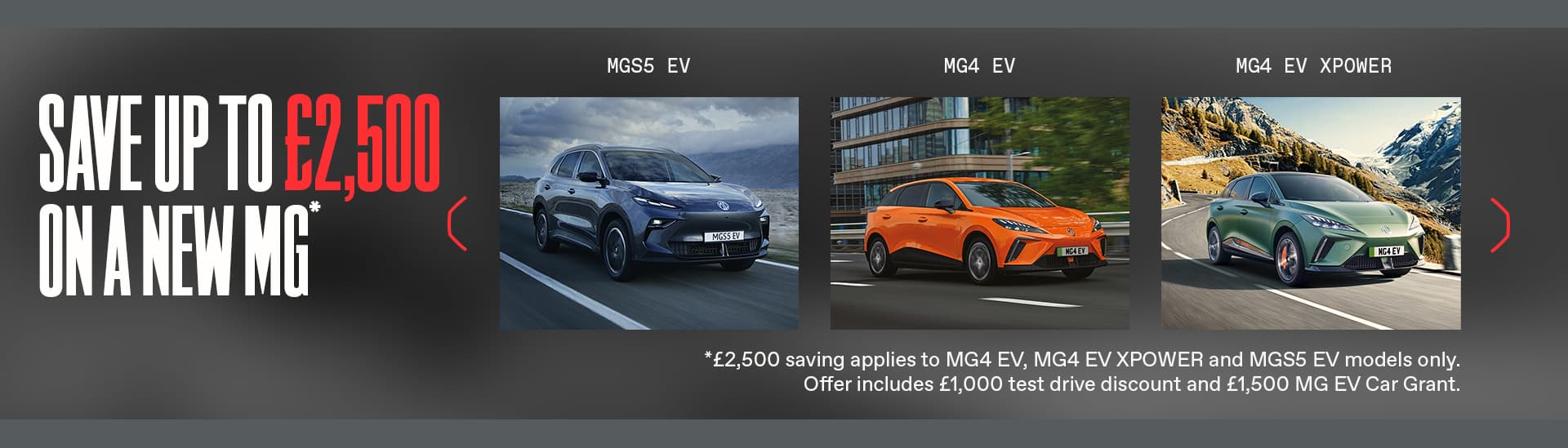 Save up to £2,500 on a New MG