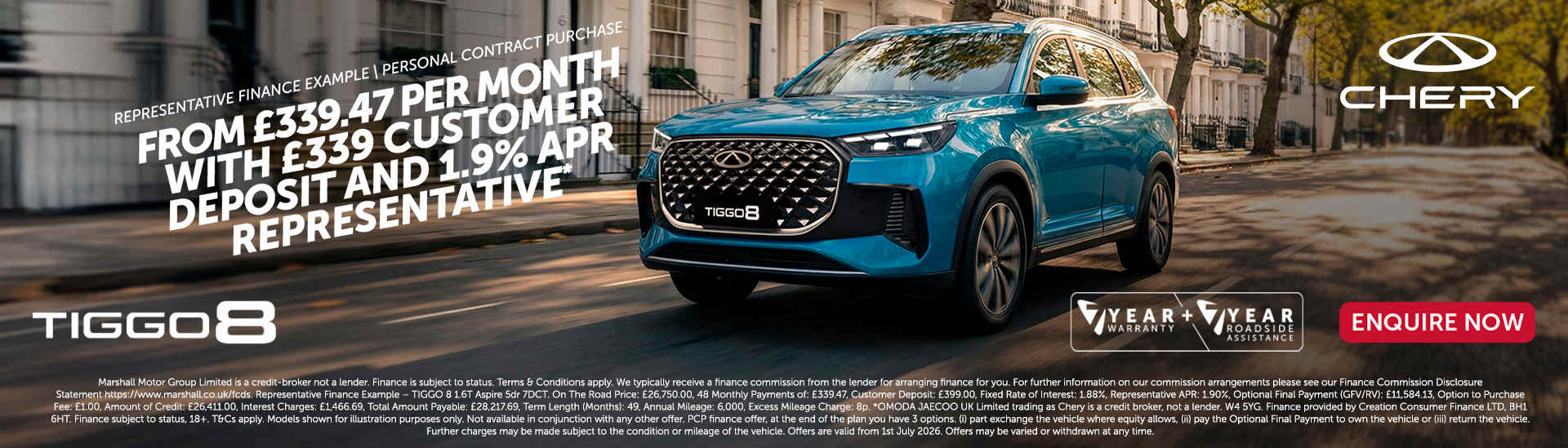 CHERY TIGGO 8 ASPIRE PERSONAL CONTRACT PURCHASE OFFER