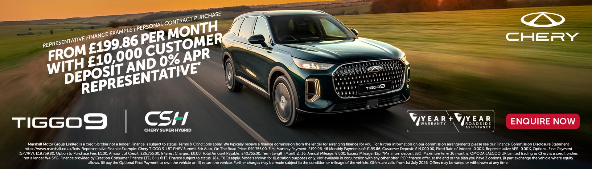 CHERY TIGGO 9 SUMMIT CSH (PHEV) PERSONAL CONTRACT PURCHASE OFFER