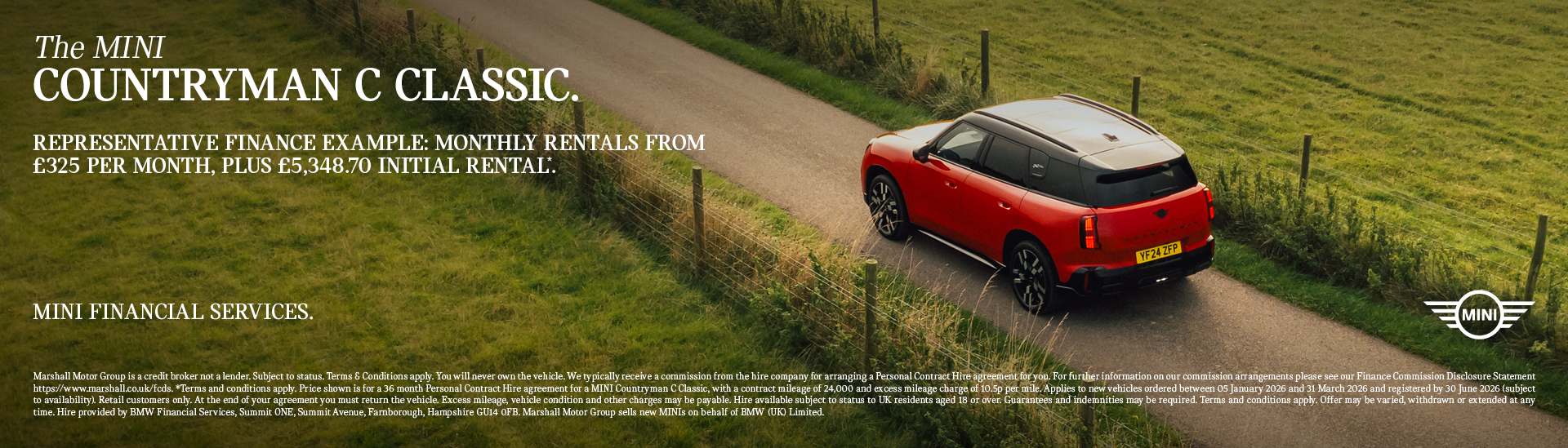 MINI COUNTRYMAN C CLASSIC ON PERSONAL CONTRACT PURCHASE.