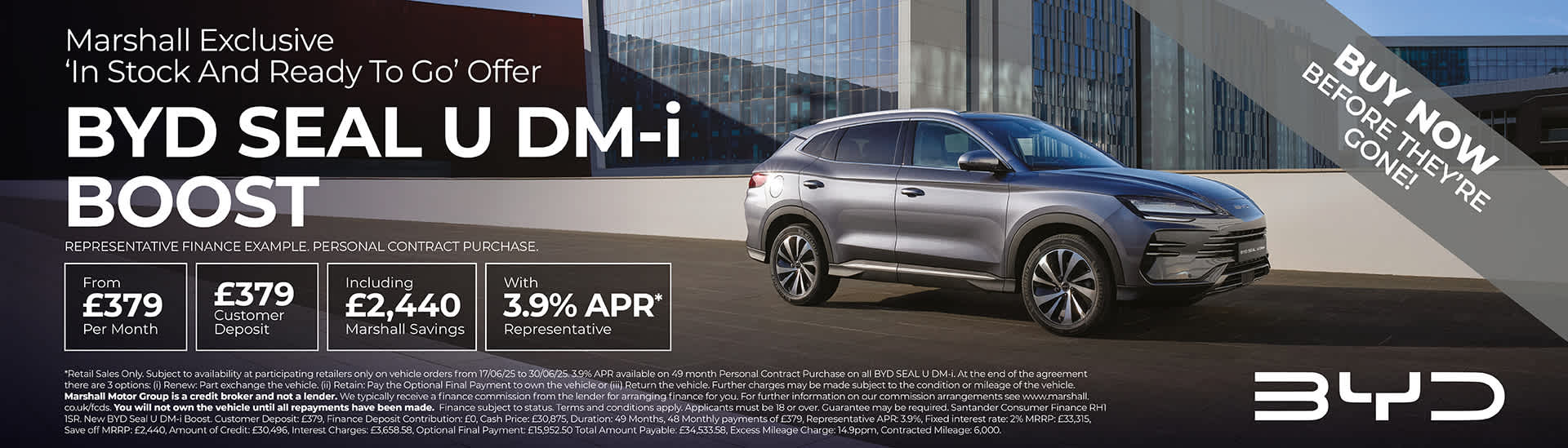 BYD SEAL U DM-i Personal Contract Purchase Offer - 3.9% APR Representative*.