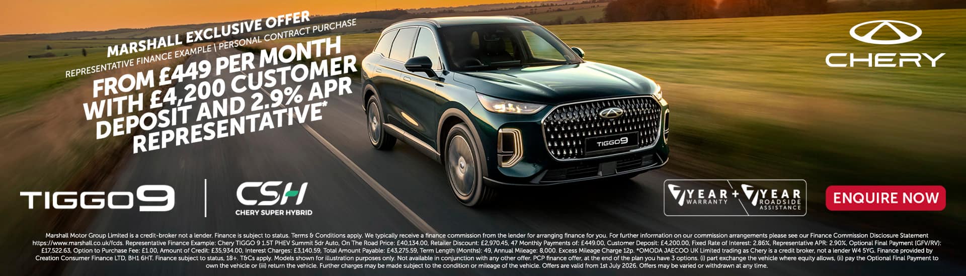 CHERY TIGGO 9 SUMMIT CSH (PHEV) PERSONAL CONTRACT PURCHASE OFFER