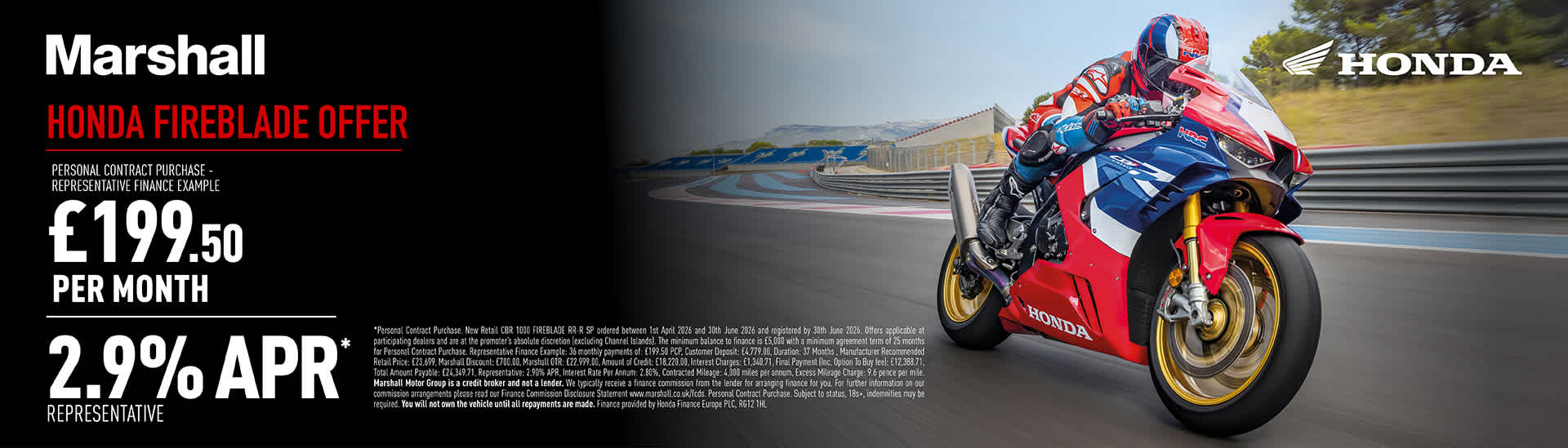 CBR1000RR-R FIREBLADE SP PERSONAL CONTRACT PURCHASE EXCLUSIVE OFFER