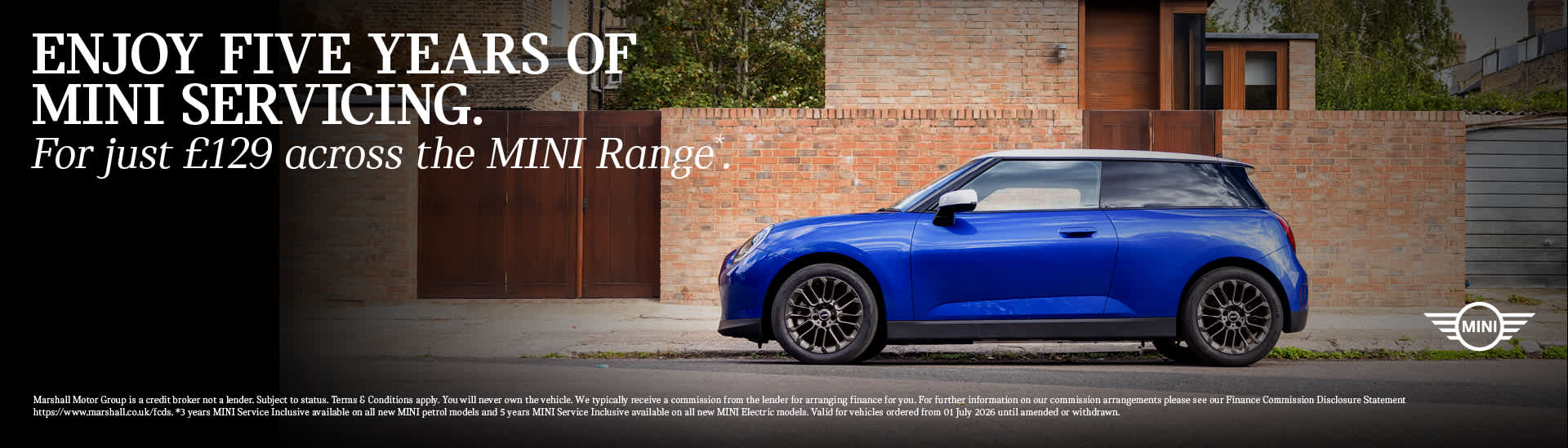Enjoy 5 years on MINI Servicing for just £129.