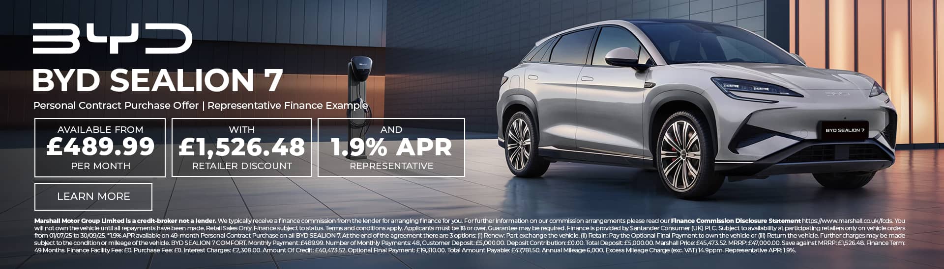 BYD SEALION Personal Contract Purchase Offer - 1.9% APR Representative*.
