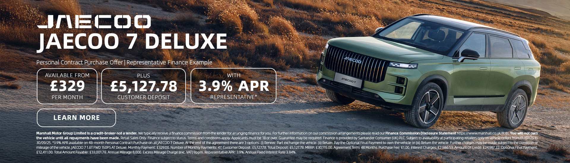 JAECOO 7 Deluxe Personal Contract Purchase Offer
