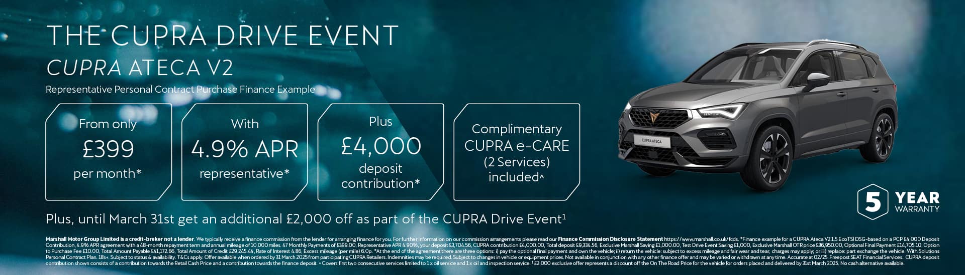 CUPRA ATECA PERSONAL CONTRACT PURCHASE EXCLUSIVE OFFER