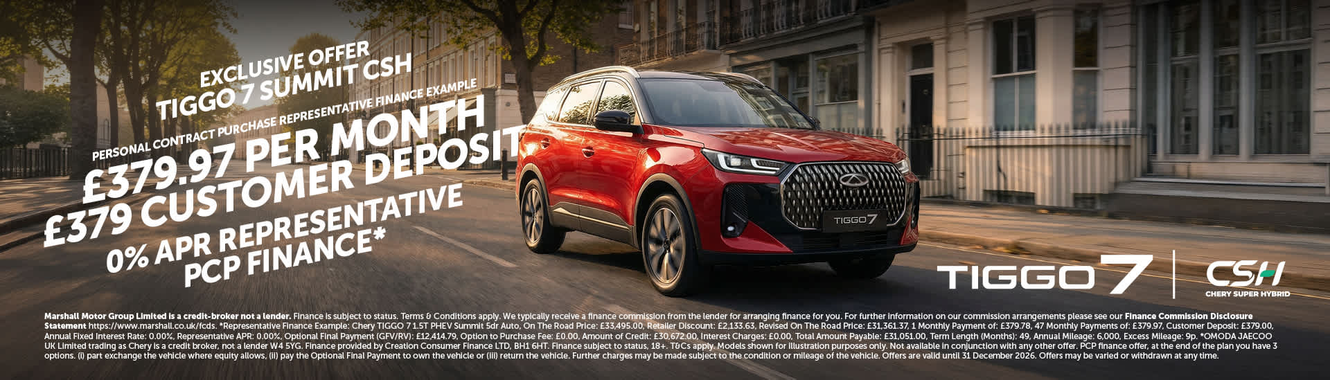 CHERY TIGGO 7 SUMMIT CSH (PHEV) PERSONAL CONTRACT PURCHASE EXCLUSIVE OFFER