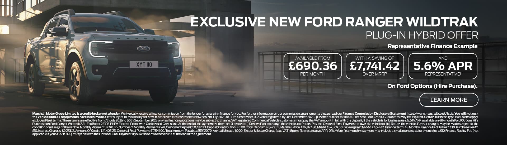 FORD RANGER PLUG-IN HYBRID EXCLUSIVE FORD OPTIONS (HIRE PURCHASE) OFFER