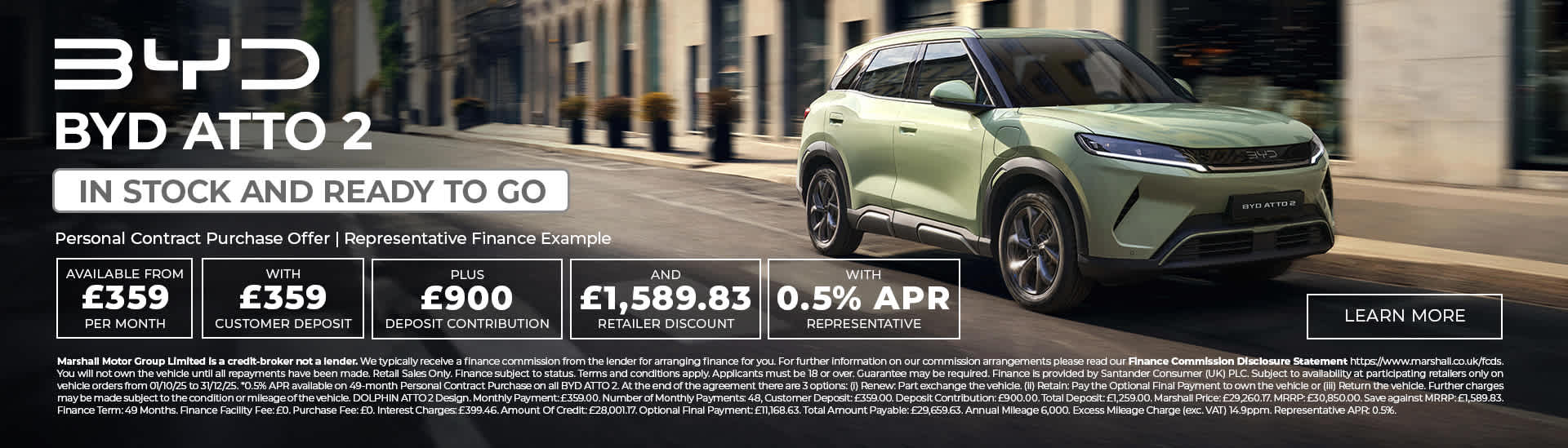 BYD ATTO 2 Personal Contract Purchase Offer - 0.5% APR Representative*