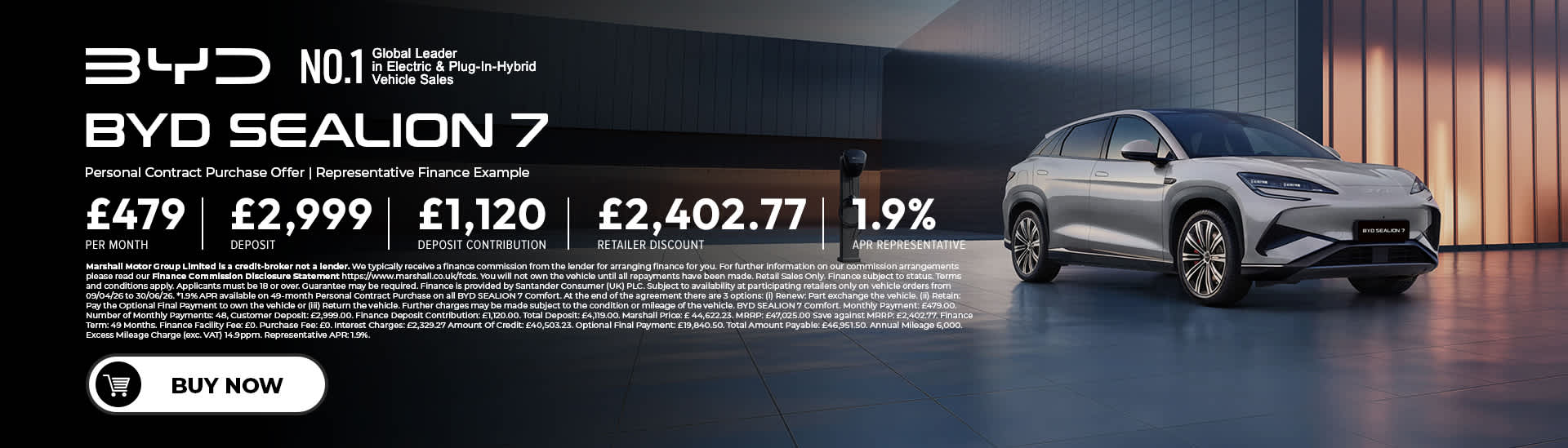 BYD SEALION 7 Personal Contract Purchase Offer - 1.5% APR Representative*.
