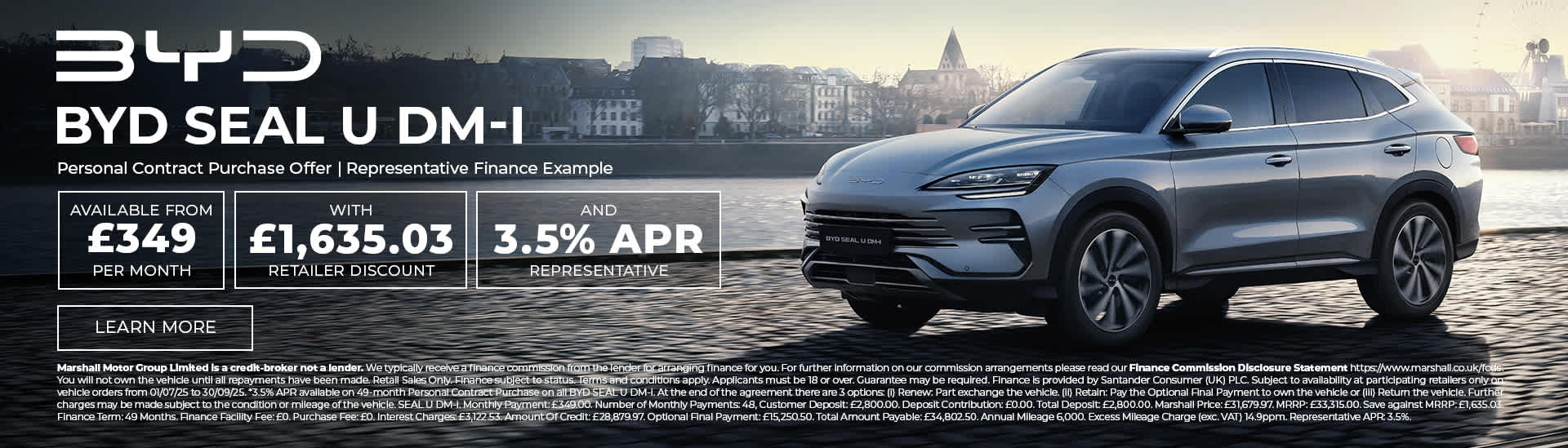 BYD SEAL U DM-i Personal Contract Purchase Offer - 3.5% APR Representative*.