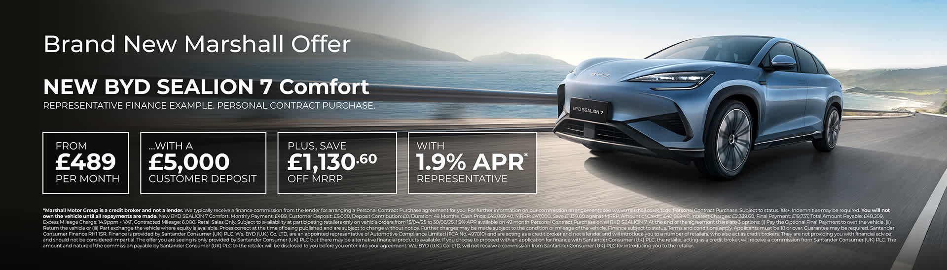 BYD SEALION Personal Contract Purchase Offer - 1.9% APR Representative*.