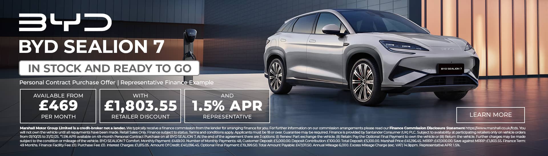 BYD SEALION Personal Contract Purchase Offer - 1.5% APR Representative*.