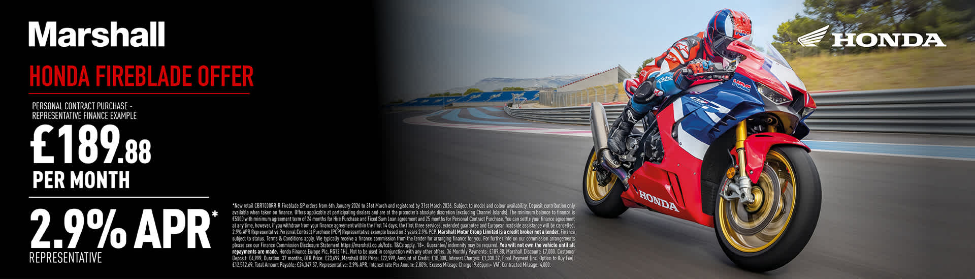 CBR1000RR-R FIREBLADE SP PERSONAL CONTRACT PURCHASE EXCLUSIVE OFFER