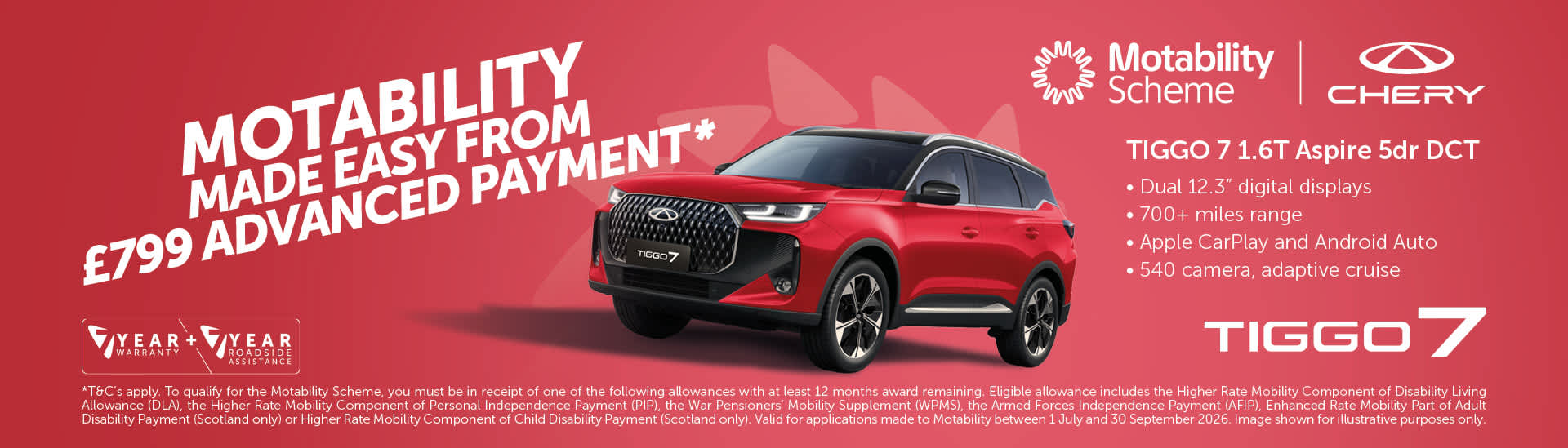 Chery TIGGO 7 Motability Scheme Offer