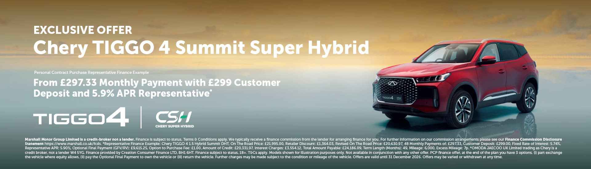 CHERY TIGGO 4 SUMMIT PERSONAL CONTRACT PURCHASE EXCLUSIVE OFFER
