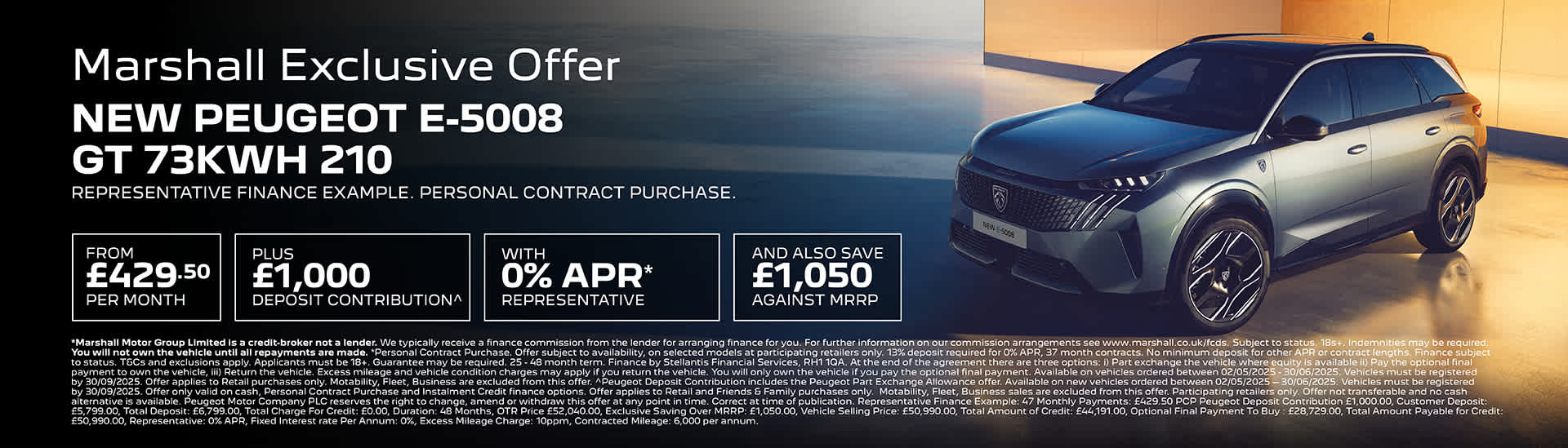 NEW PEUGEOT E-5008 PERSONAL CONTRACT PURCHASE OFFER