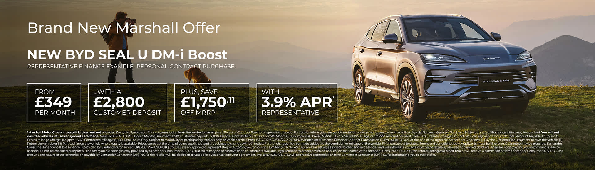 BYD SEAL U DM-i Personal Contract Purchase Offer - 3.9% APR Representative*.