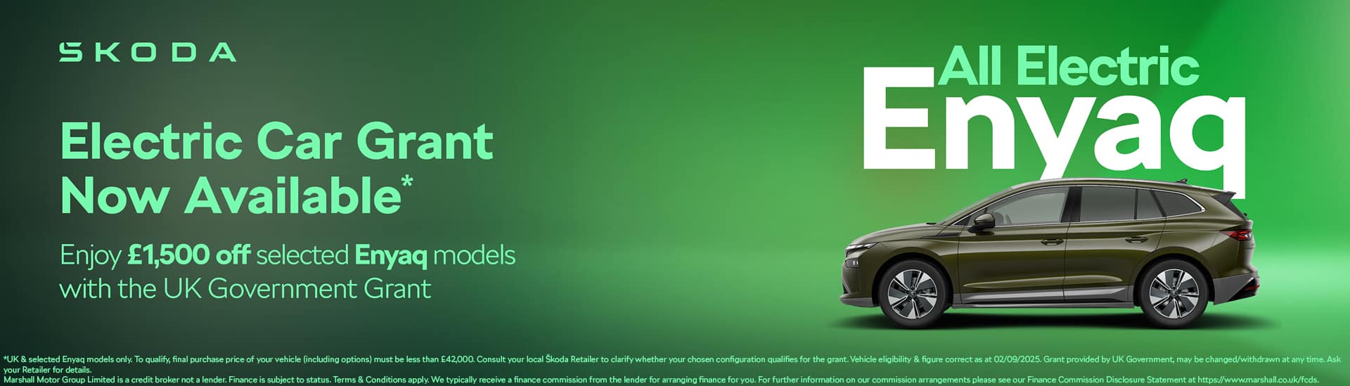 New Škoda Electric Enyaq UK Grant Guarantee