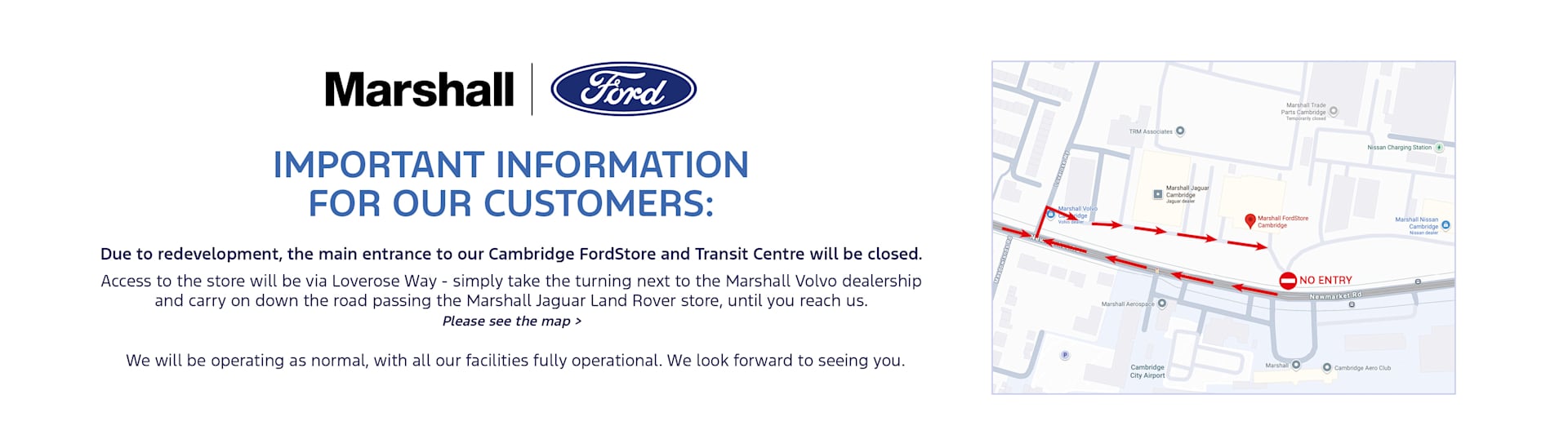 Marshall Ford Transit Centre Cambridge Entrance Closure