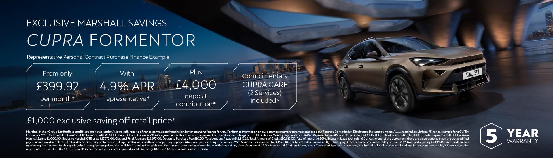 CUPRA FORMENTOR PERSONAL CONTRACT PURCHASE OFFER