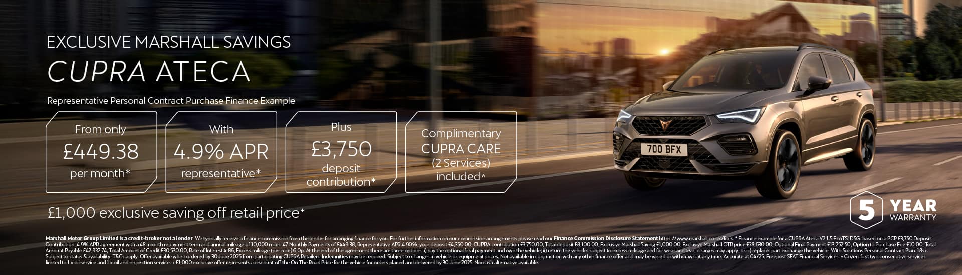CUPRA ATECA PERSONAL CONTRACT PURCHASE OFFER