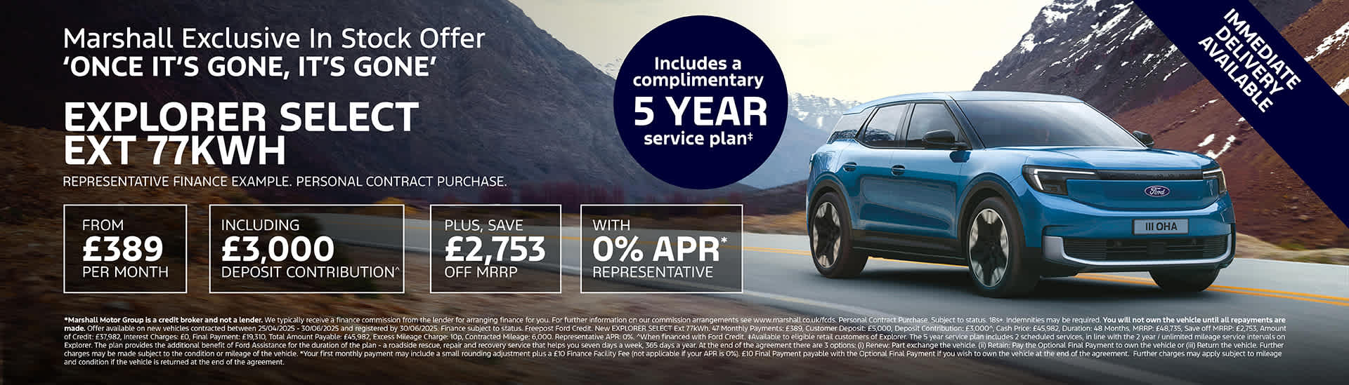 NEW ALL-ELECTRIC FORD EXPLORER EXCLUSIVE FORD OPTIONS (PERSONAL CONTRACT PURCHASE) OFFER
