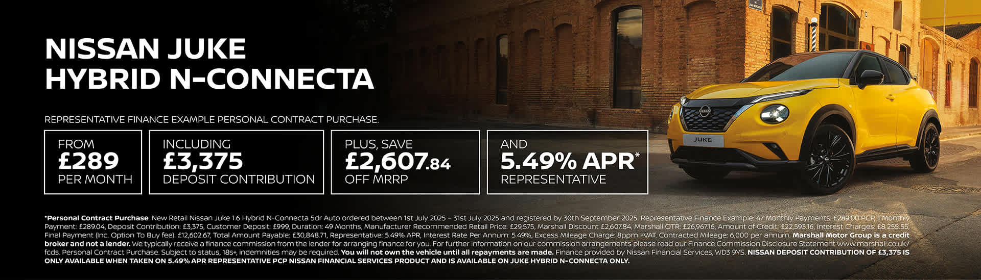 NISSAN JUKE PERSONAL CONTRACT PURCHASE EXCLUSIVE OFFER