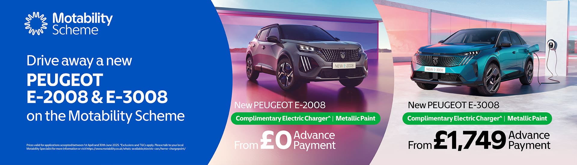 Drive away in a new Electric Peugeot on the Motability Scheme