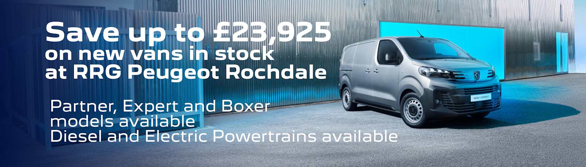 Save on new vans in stock at RRG Peugeot Rochdale