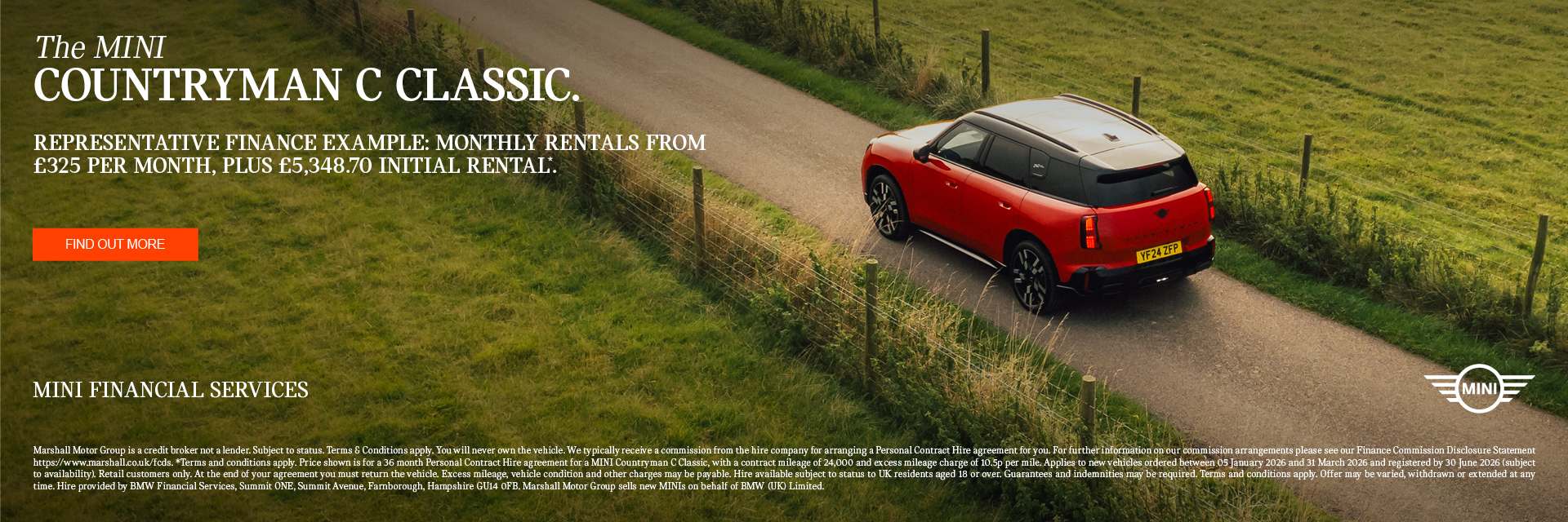 MINI COUNTRYMAN C CLASSIC ON PERSONAL CONTRACT PURCHASE.