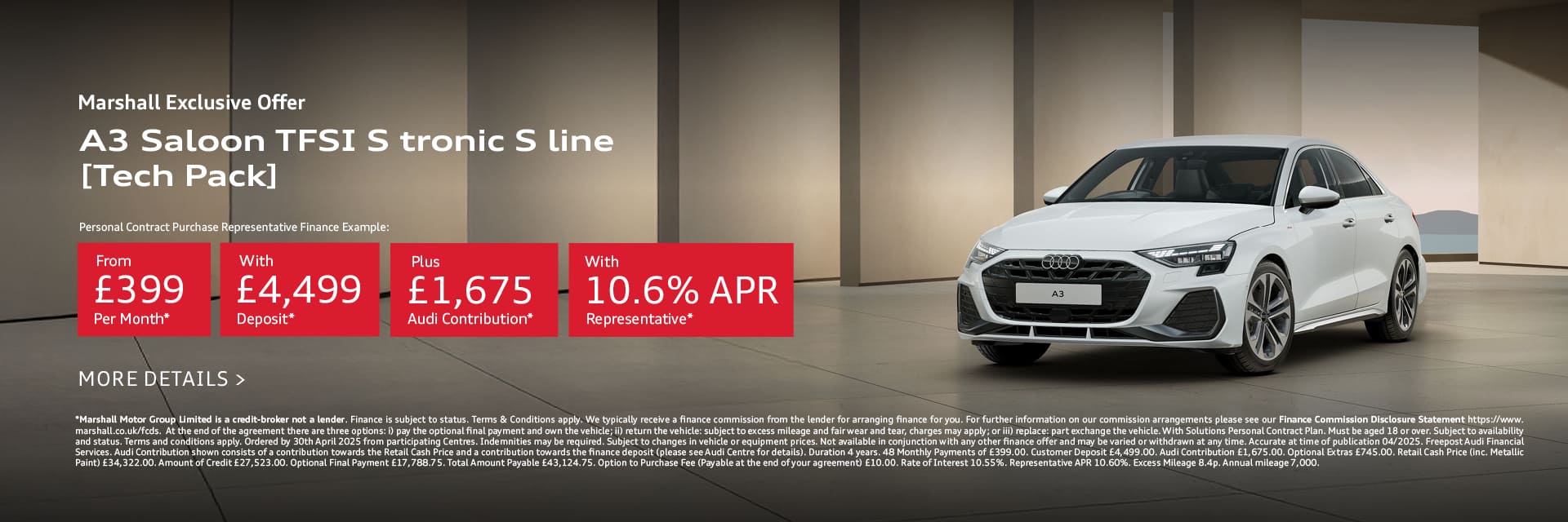 Audi A3 Saloon Personal Contract Purchase Offer
