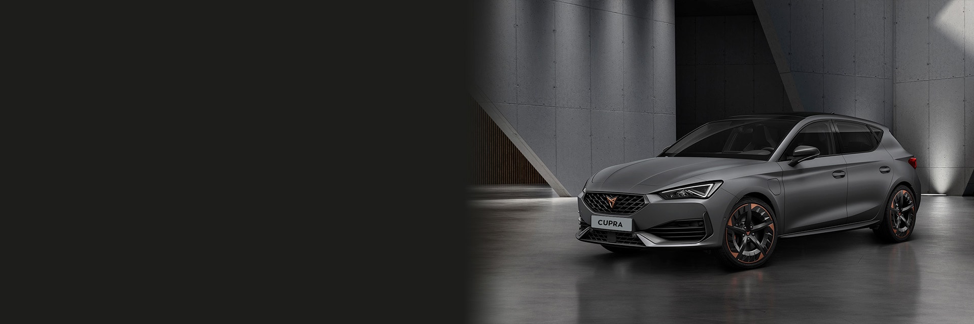 Lifestyle CUPRA Leon front and side facing image.