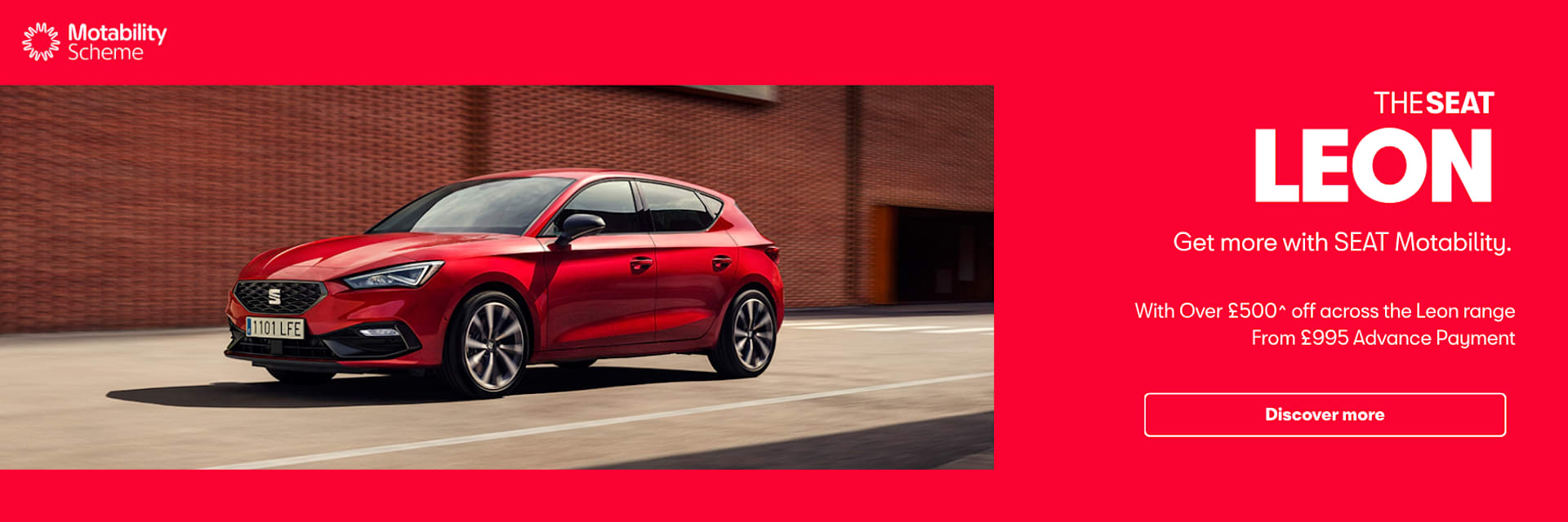 SEAT Leon Motability offer - With £500 Snows contribution across the range