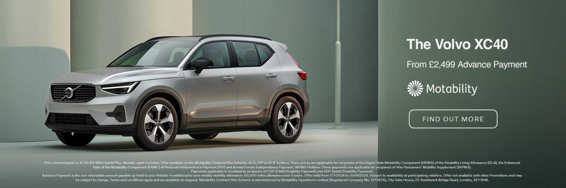 The Volvo XC40 From £2,499 Advance Payment on the Motability Scheme