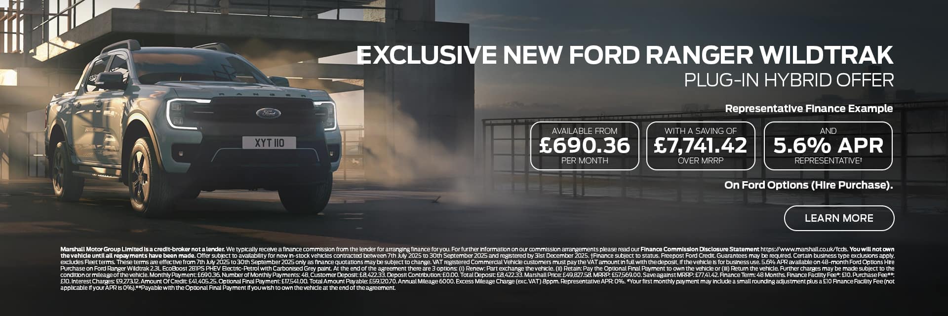 FORD RANGER PLUG-IN HYBRID EXCLUSIVE FORD OPTIONS (HIRE PURCHASE) OFFER