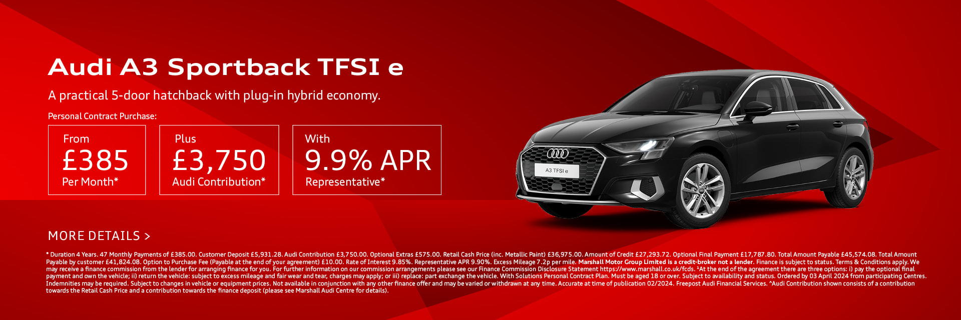 Audi A3 Sportback TFSI e Personal Contract Purchase Offer