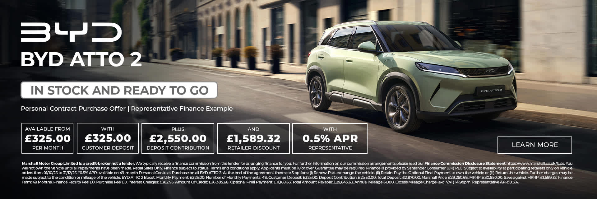 BYD ATTO 2 Personal Contract Purchase Offer - 0.5% APR Representative*