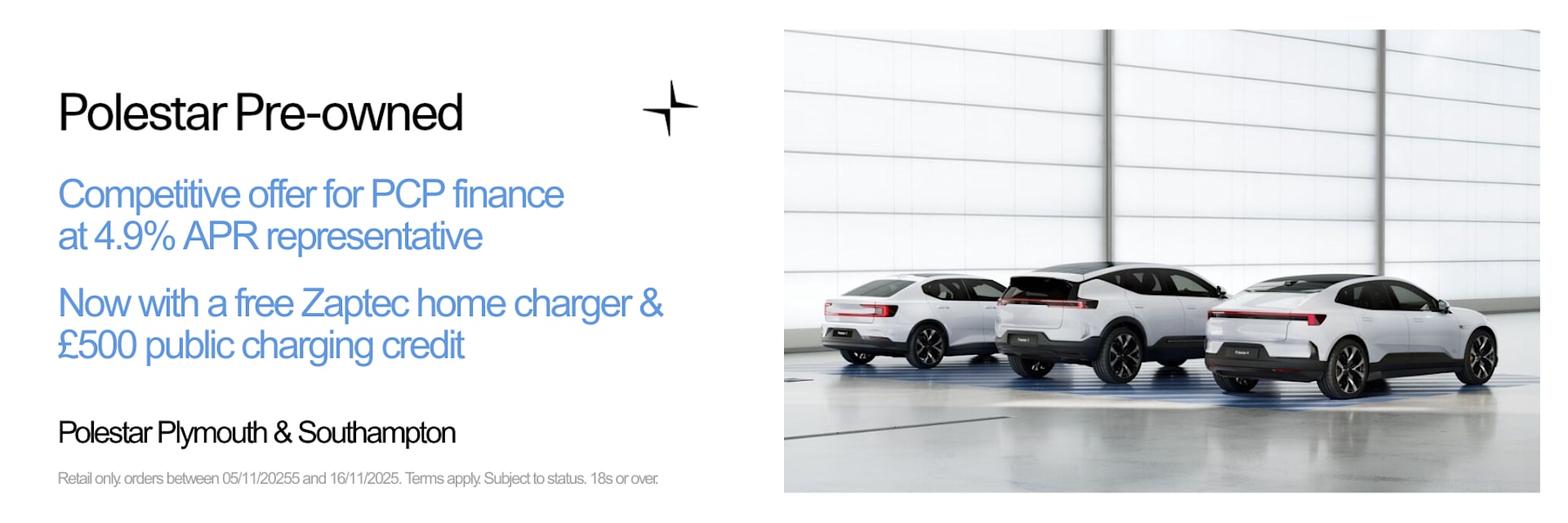Polestar pre owned event 4.9 APR Now with a free Zaptec home charger & £500 public charging credit