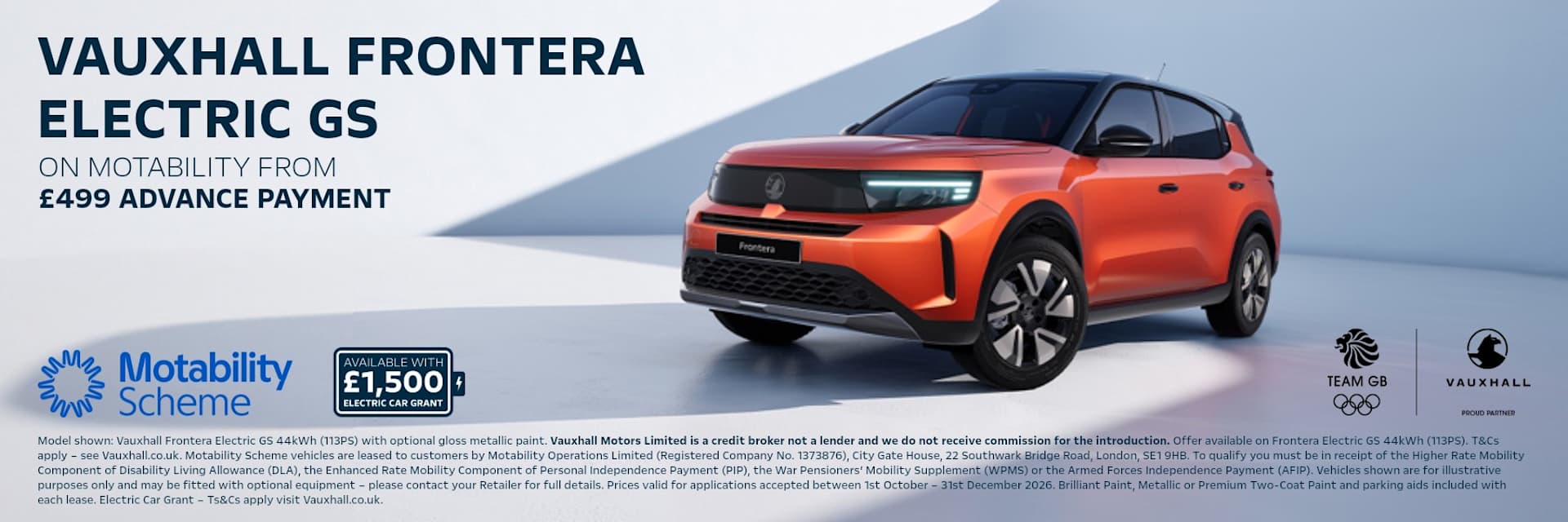 Vauxhall Frontera Motability Scheme Offer