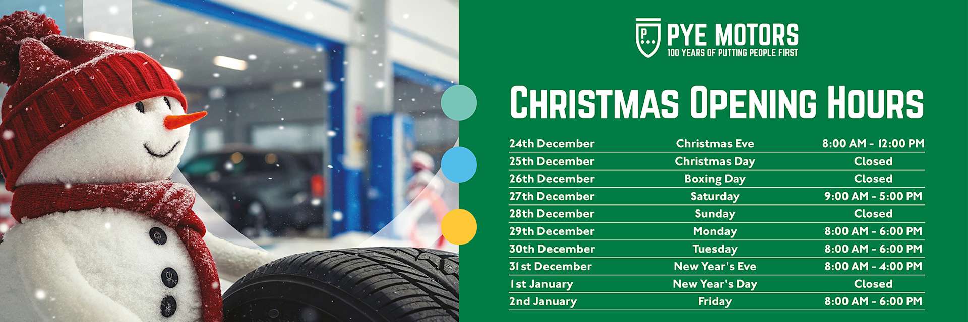 Christmas Opening Hours 2025