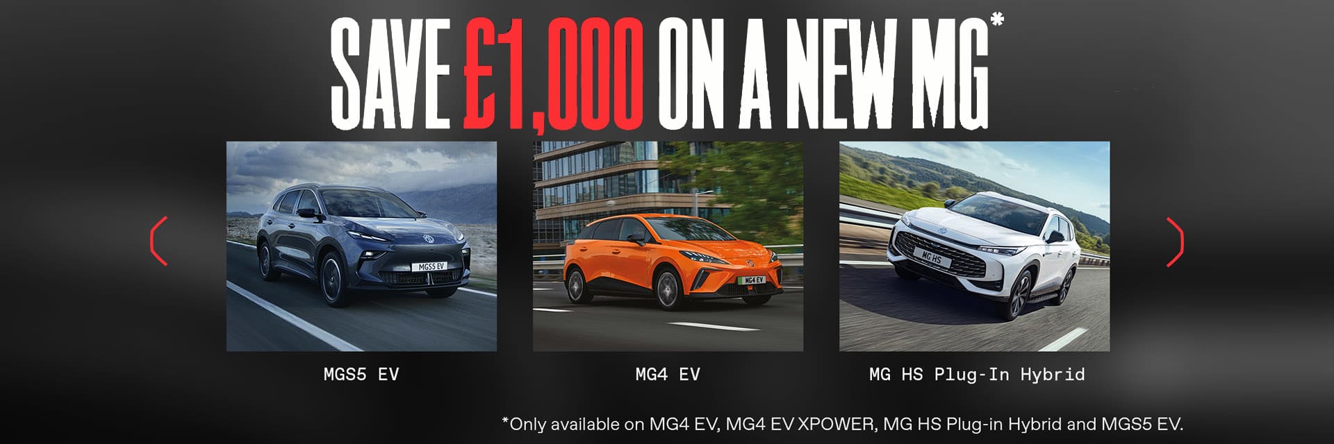 Save £1000 on a new MG when you test drive
