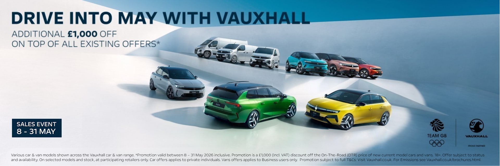 Vauxhall May Sales Event Additional £1,000 off on top of existing Vauxhall Offers