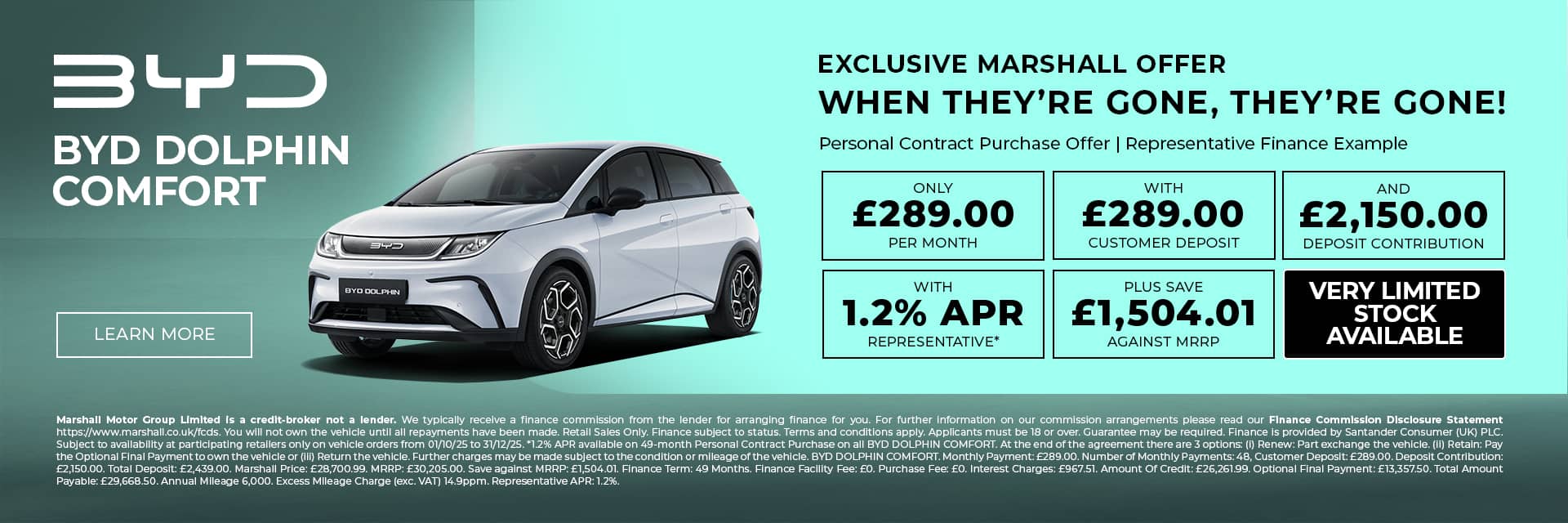 BYD DOLPHIN Personal Contract Purchase Offer - 0% APR Representative*.