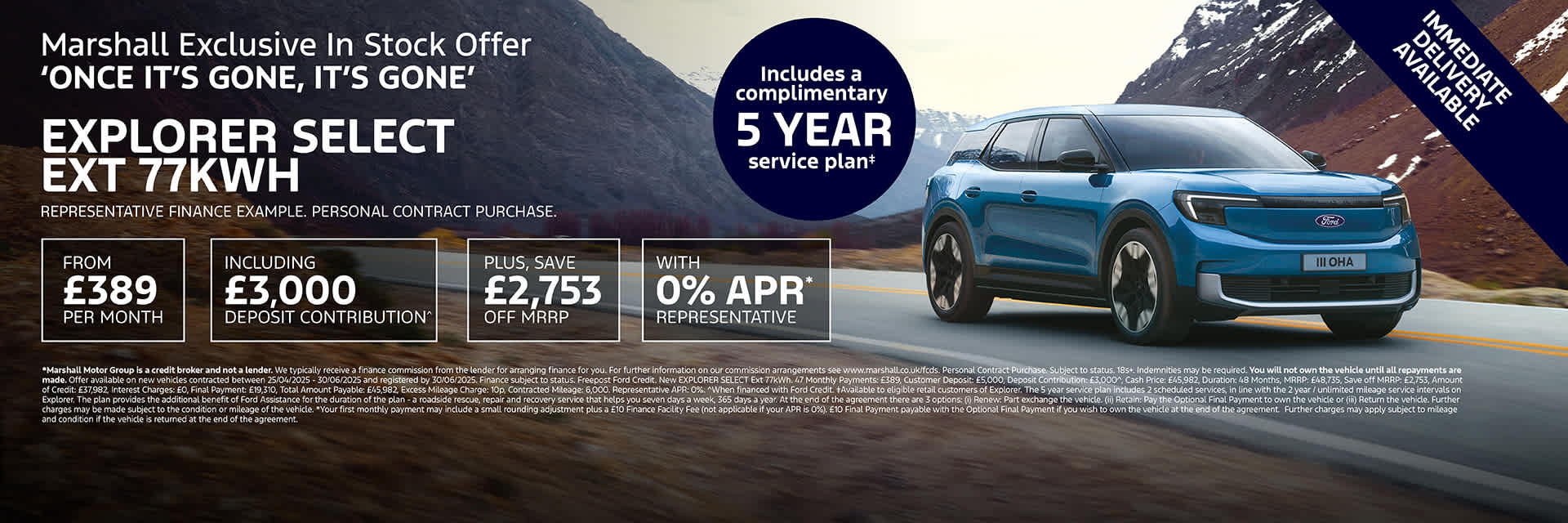 NEW ALL-ELECTRIC FORD EXPLORER EXCLUSIVE FORD OPTIONS (PERSONAL CONTRACT PURCHASE) OFFER