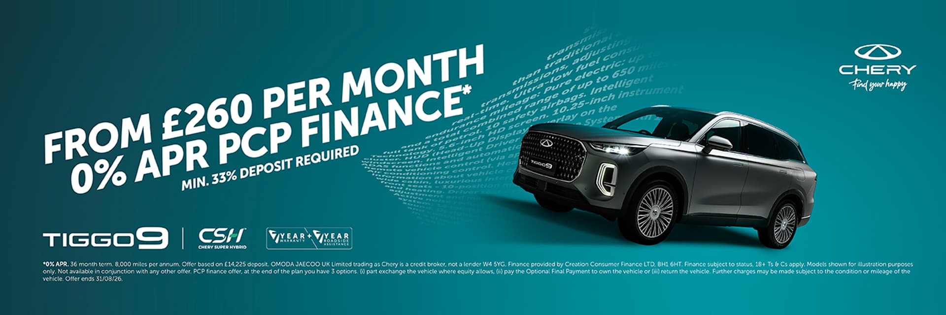 Tiggo 9 - 0% APR Representative