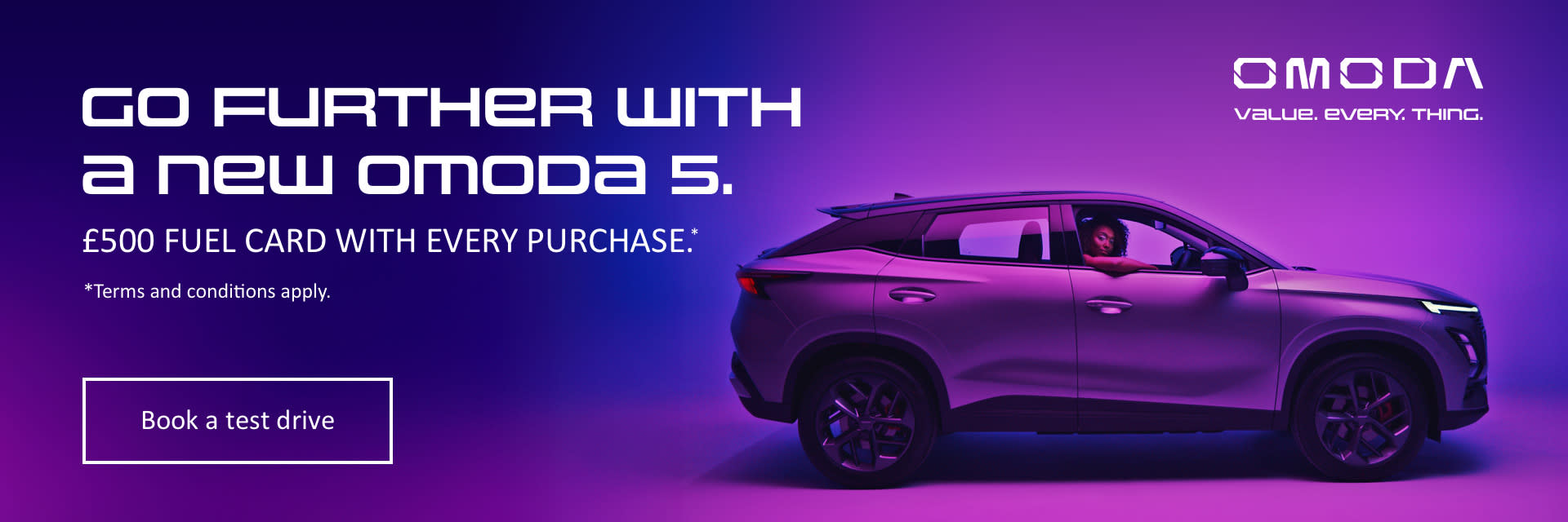 Go further with a new Omoda 5 - £500 free fuel card