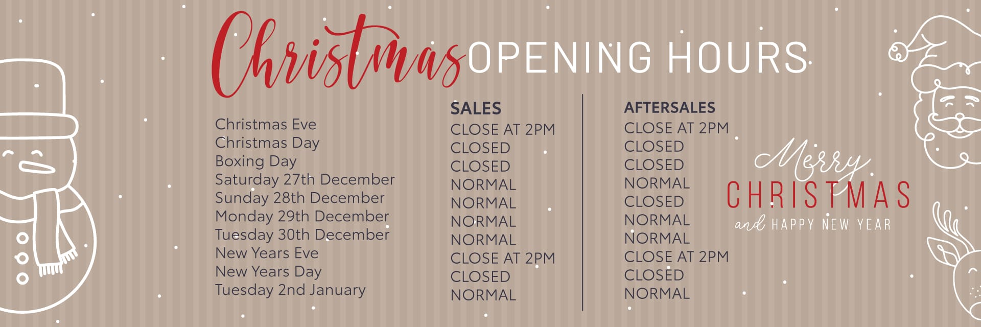 RRG Group Christmas Opening Hours 25/26