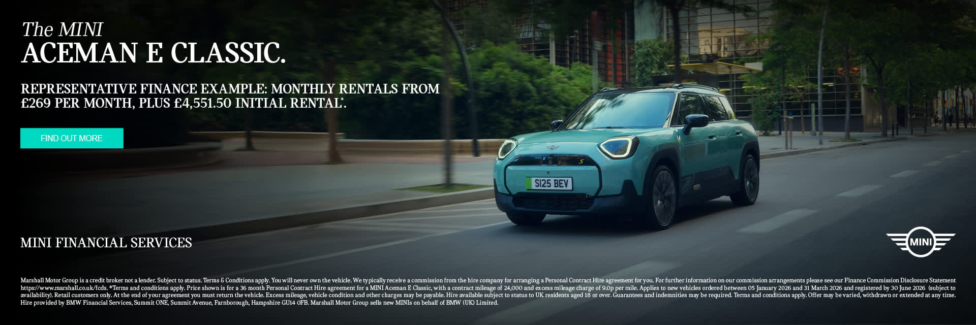 MINI ACEMAN E CLASSIC ON PERSONAL CONTRACT PURCHASE.